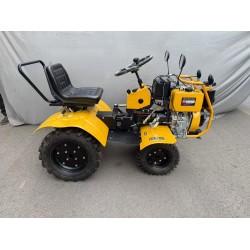 Micro tractor T12 4x4 articulado con rotovator y ruedas metalicas