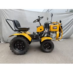 Micro tractor T12 4x4 articulado con rotovator y ruedas metalicas