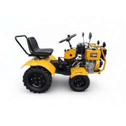 Micro tractor T12 4x4 articulado con rotovator y ruedas metalicas